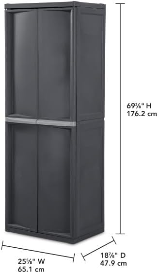 Gray Lockable Plastic 4-Shelf Multi-Room Storage Cabinet