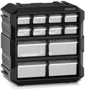 Black 12-Drawer Plastic Organizer Cabinet Multi Compartment Storage