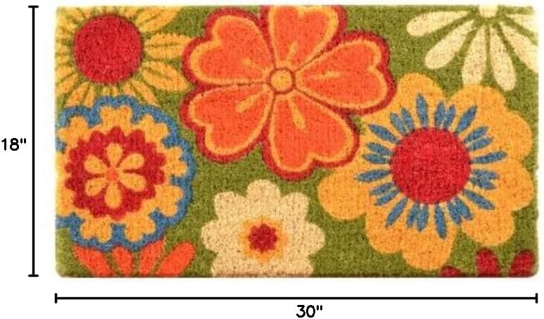 18x30 Thick Summer Flower Coir Indoor Outdoor Doormat