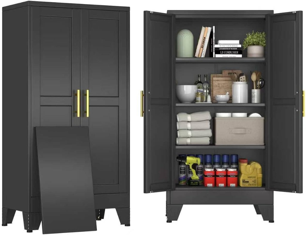 Black Steel Storage Cabinet Multi-Scene Adjustable Shelves