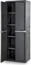 Gray Lockable Plastic 4-Shelf Multi-Room Storage Cabinet