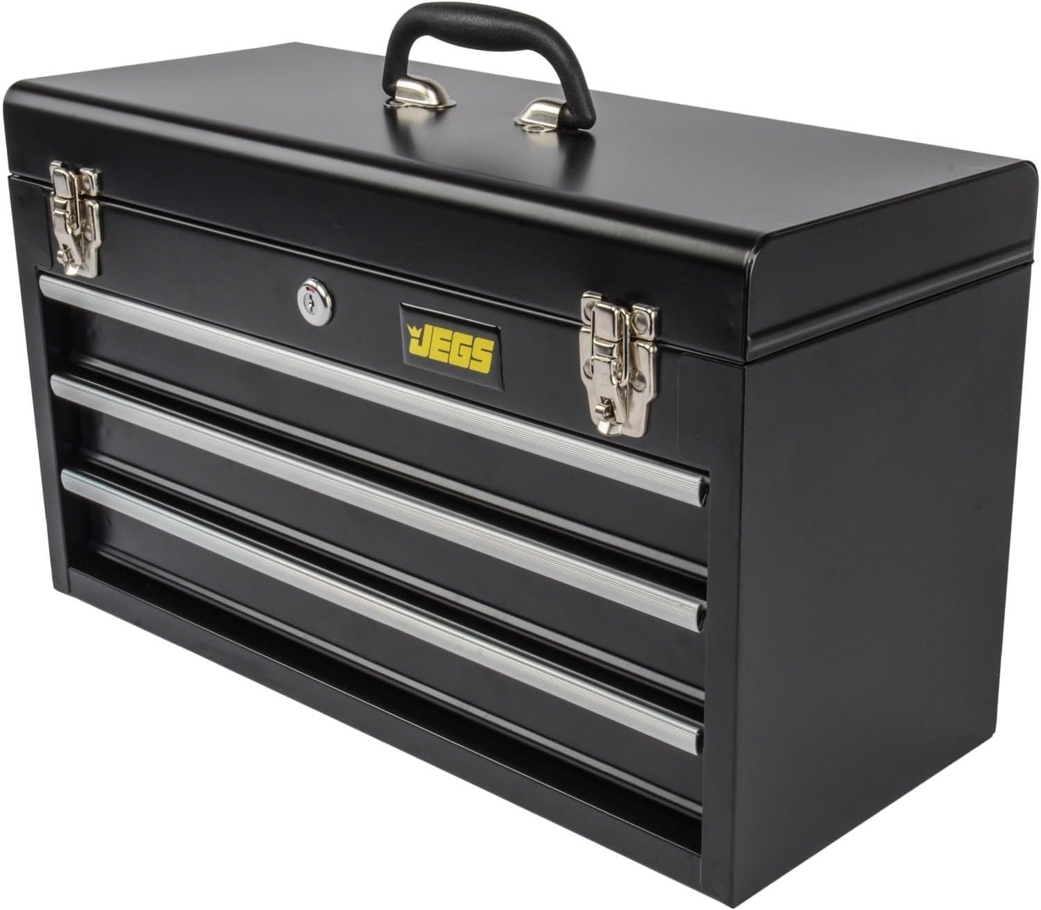 Black Metal 3-Drawer Lockable Toolbox Ball Bearing Slides