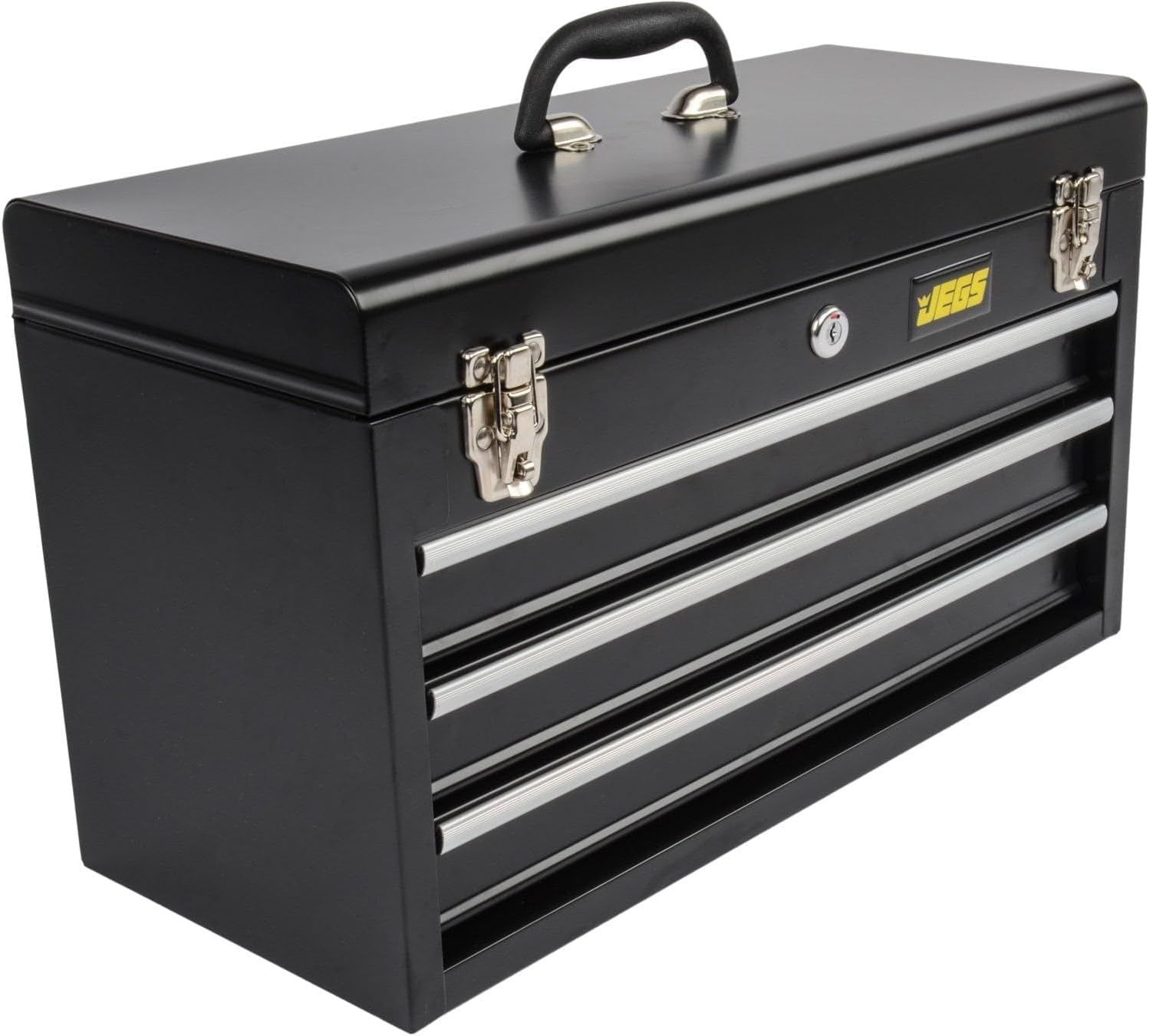 Black Metal 3-Drawer Lockable Toolbox Ball Bearing Slides