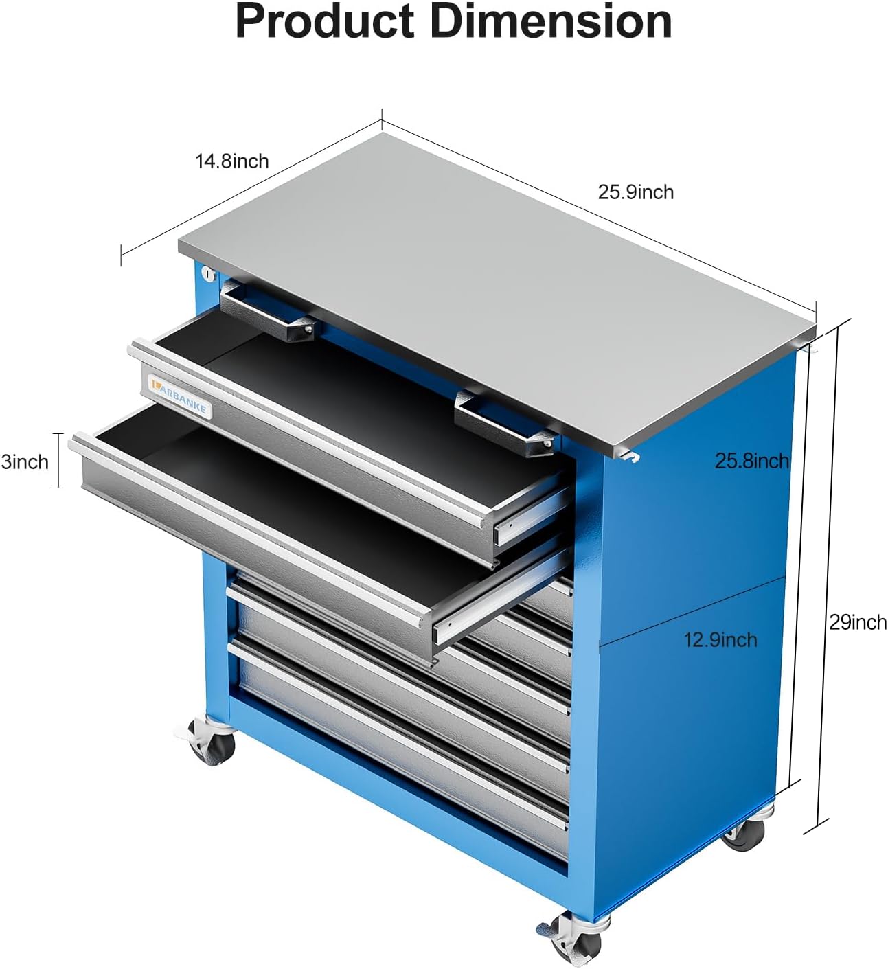 7-Drawer Rolling Lockable Tool Chest Combine With 5-Drawer Cabinet