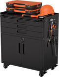 Lockable Rolling Metal Tool Cabinet 3 Drawers Garage Storage