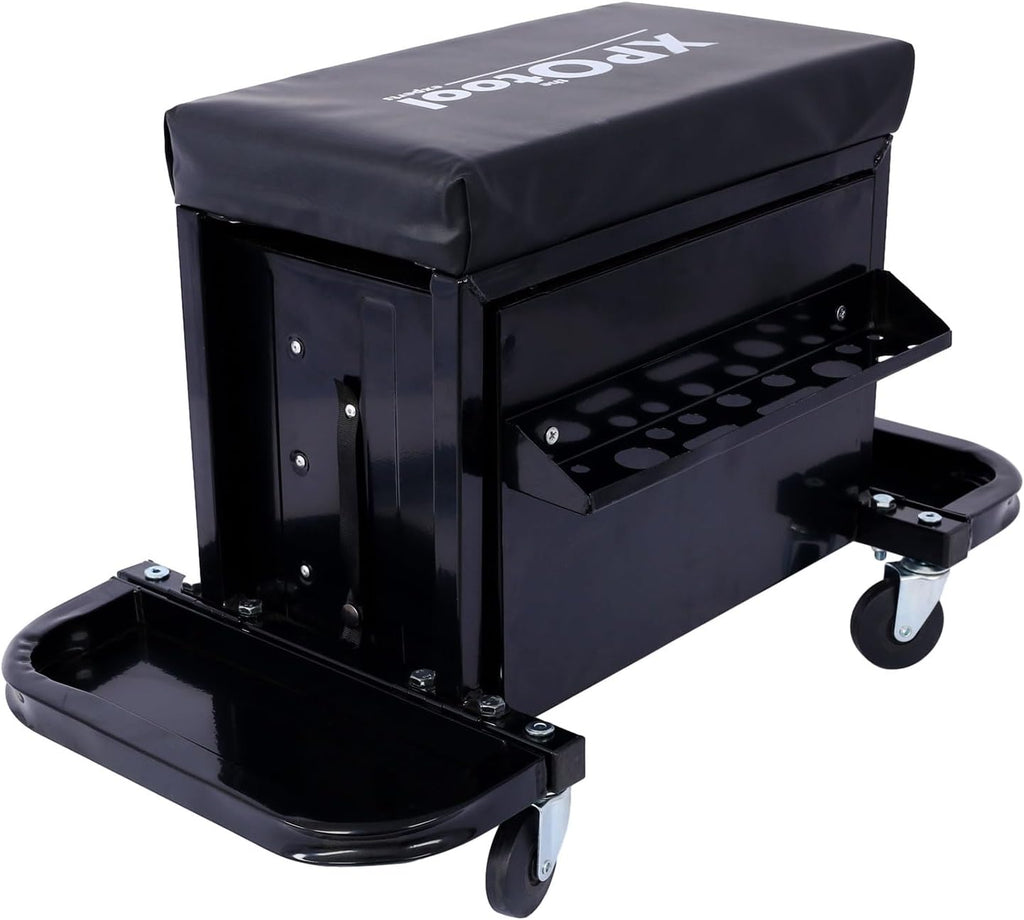 Black Rolling Tool Seat Drawers Magnetic Trays Swivel Casters