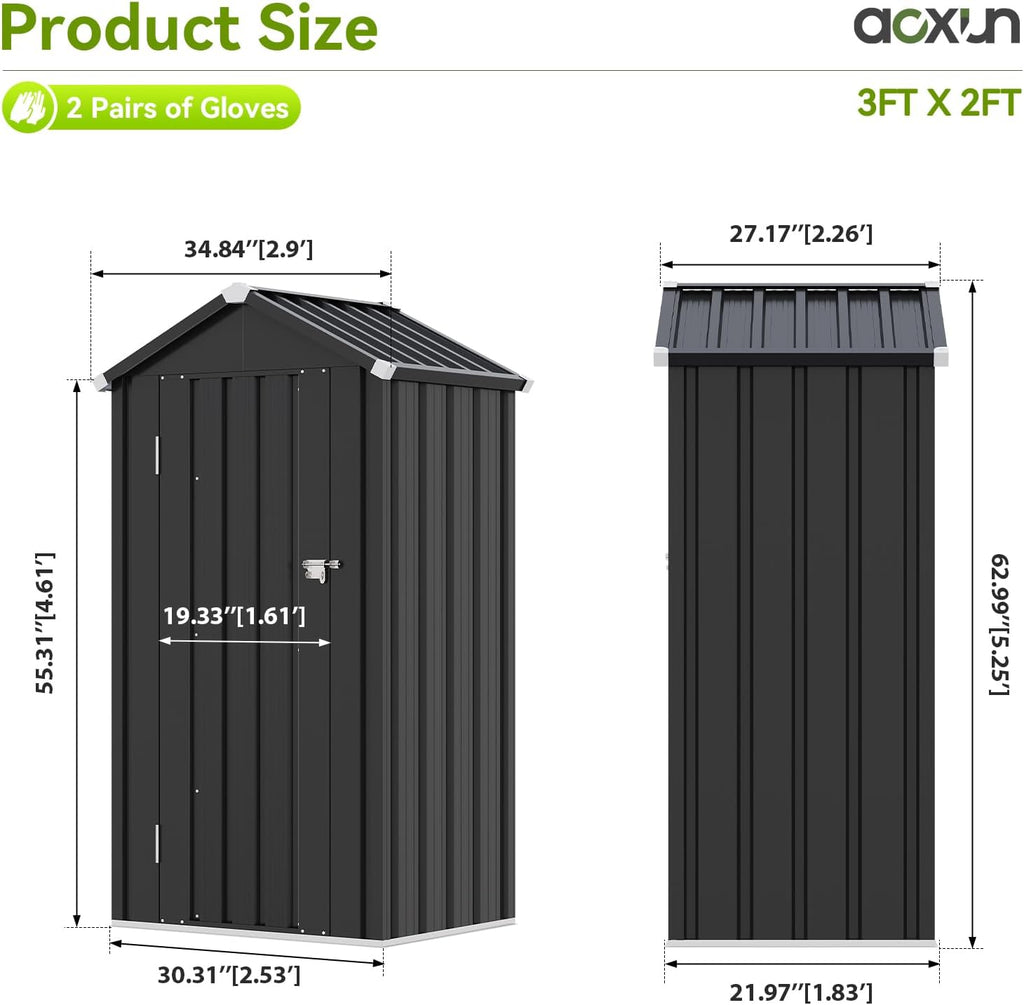 Weatherproof Vertical Metal Shed Adjustable Storage Shelves