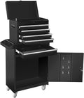 Black Detachable 4-Drawer Rolling Tool Chest Adjustable Shelf