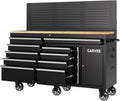 60in Black 10-Drawer Rolling Tool Chest Pegboard Charging Station