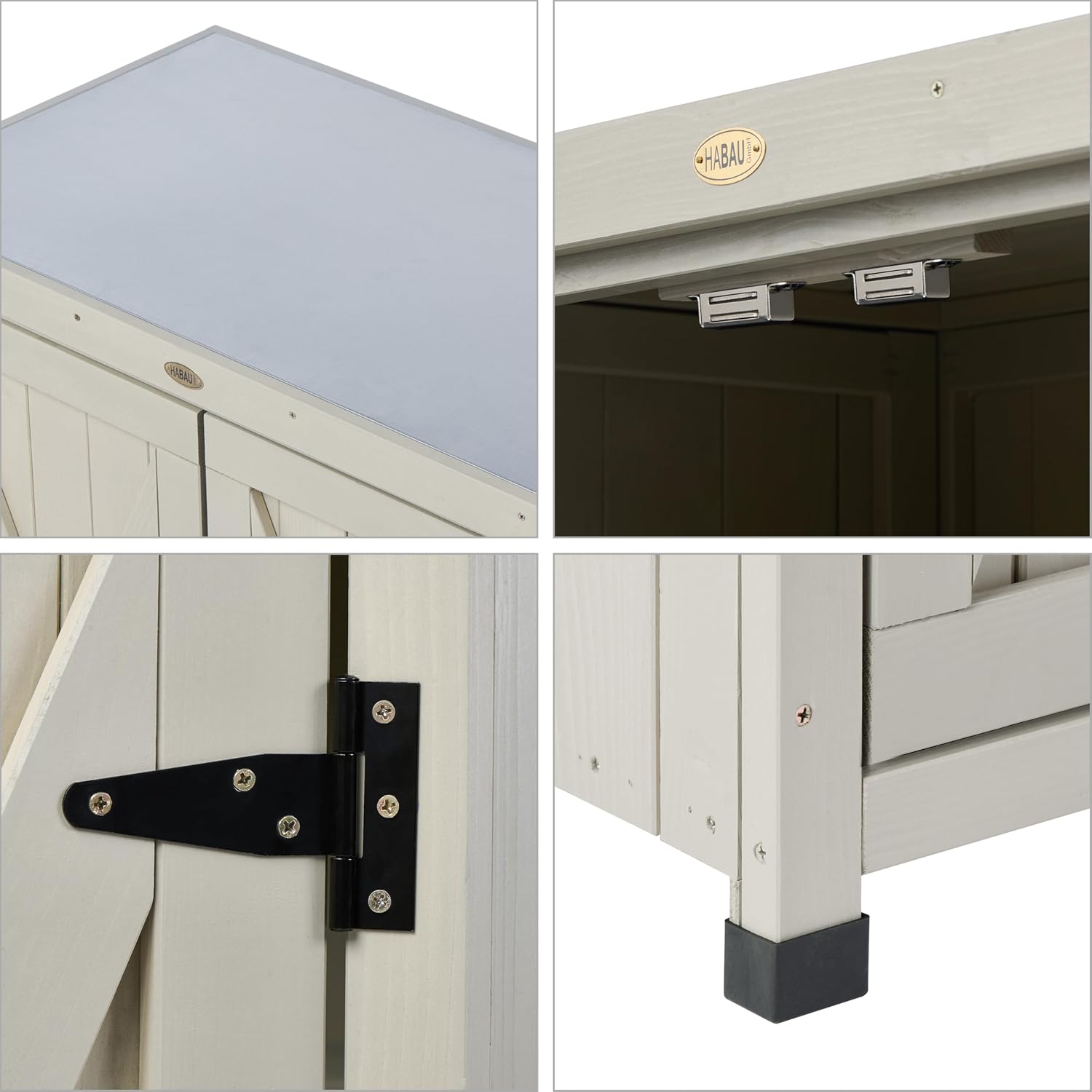 Weatherproof Wooden Potting Bench Metal Top Storage Shelves