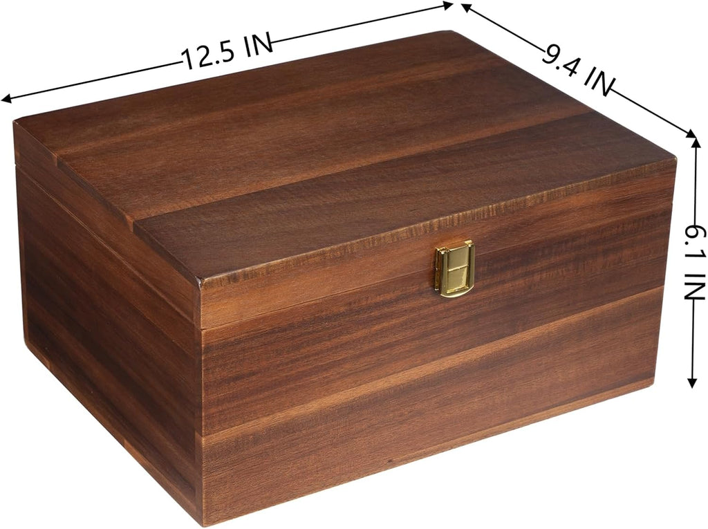 Brown Wooden Keepsake Box Lid Memory Storage Container