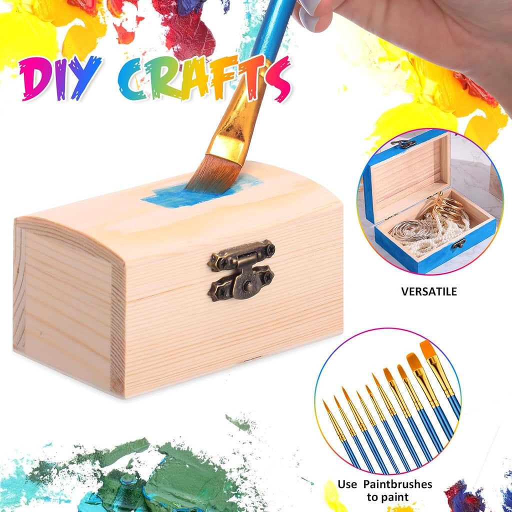 48 Pack Unfinished Wooden Treasure Boxes With Paintbrushes