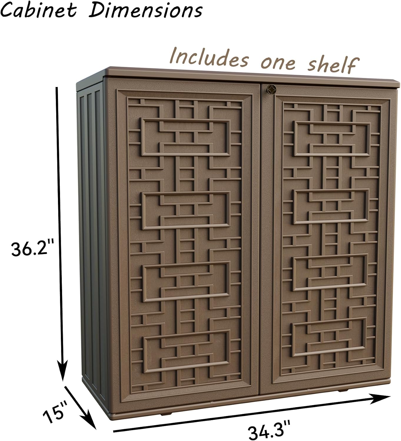 Brown Waterproof Plastic Cabinet Indoor Outdoor Storage Shelf