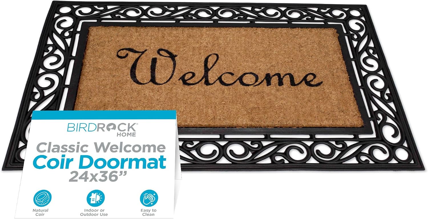 Classic Coir Welcome Doormat Vinyl Backed Heavy Duty Dirt Trapper