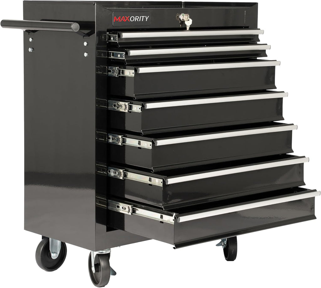 Black Rolling 7-Drawer Lockable Heavy Duty Tool Chest Cart
