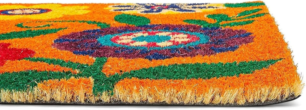 17x30 Floral Coir Doormat PVC Back Outdoor Welcome Mat