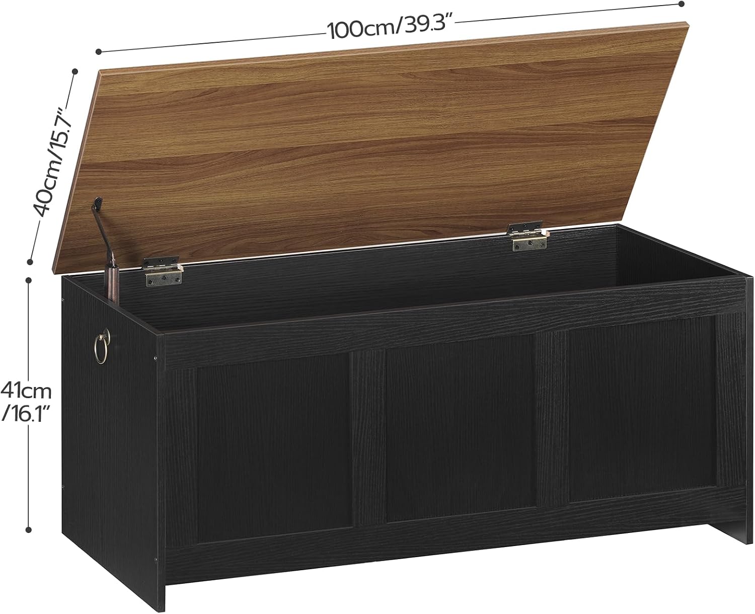 Black Walnut 39.3in Lift Top Wooden Storage Bench