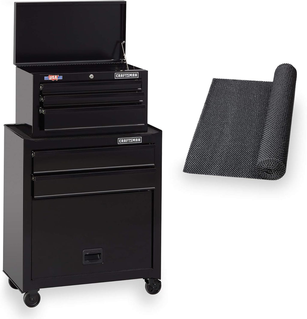 26in Black Rolling 5-Drawer Tool Chest With Drawer Liner