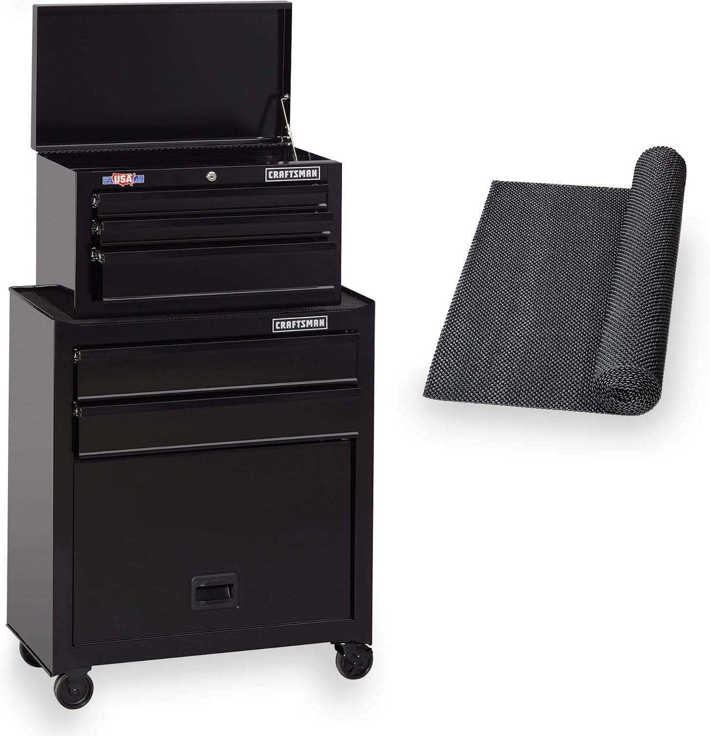 26in Black Rolling 5-Drawer Tool Chest With Drawer Liner