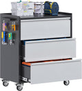 Rolling Metal Tool Cabinet Pegboards Lockable Casters Handle