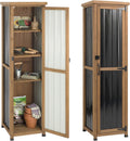 Weatherproof Wooden Outdoor Storage Bench Metal Top Shelves