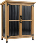 Weatherproof Wood Metal Garden Cabinet Lockable Removable Shelves