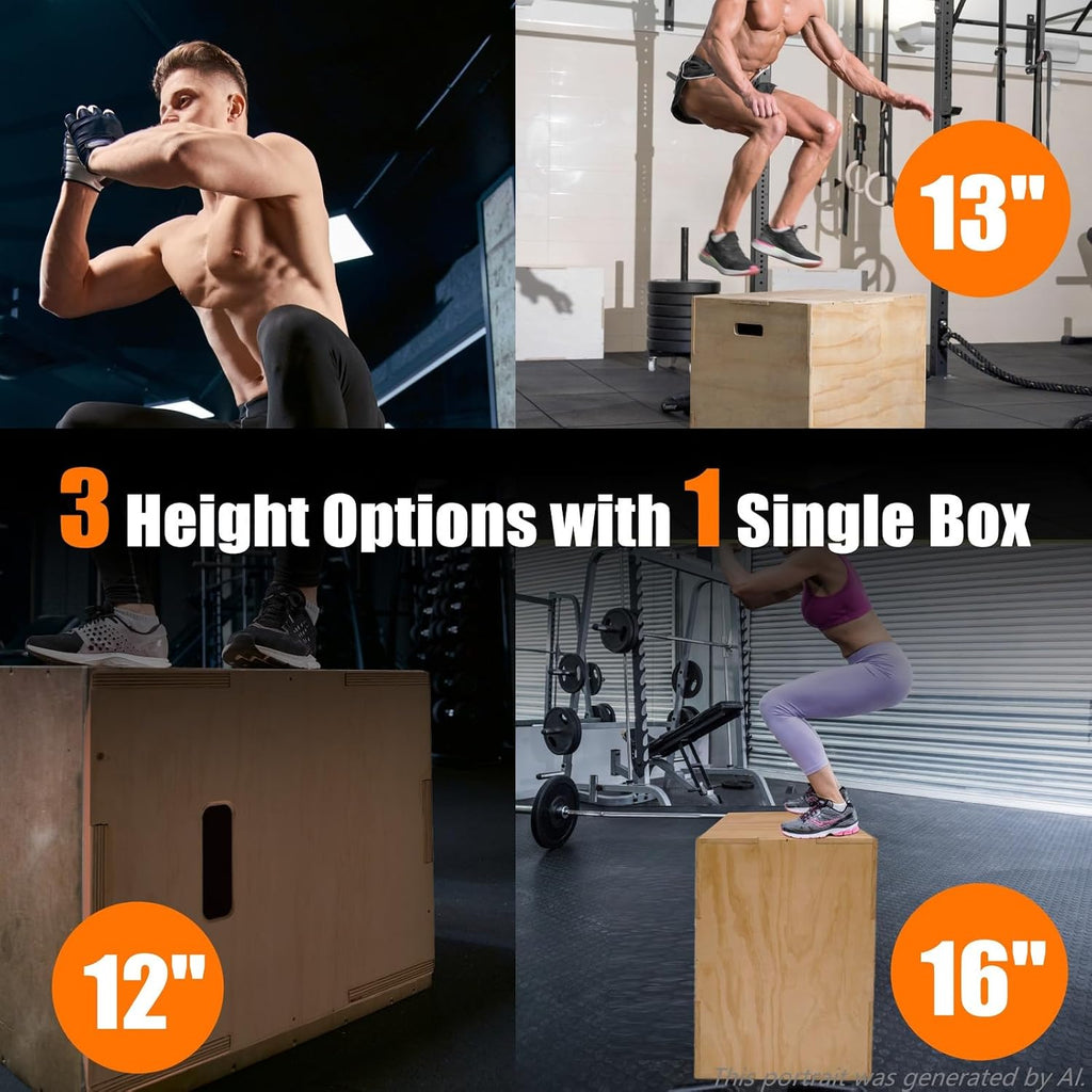 3-in-1 Non-Slip Wood Plyo Box Gym Jump Training Box