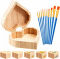Unfinished Pine Heart Wooden Boxes DIY Craft Storage Set
