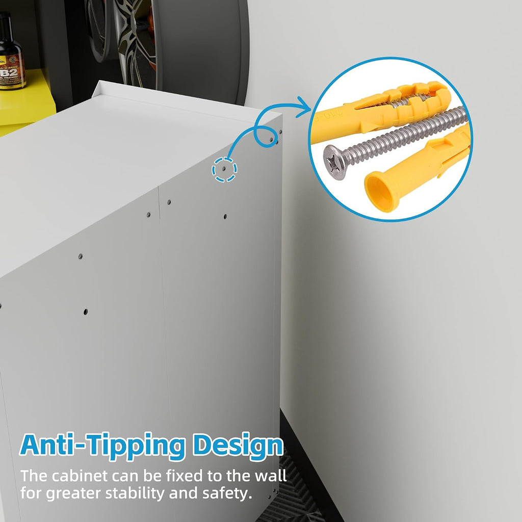 Rolling Steel Lockable Storage Cabinet Pegboard Adjustable Shelf