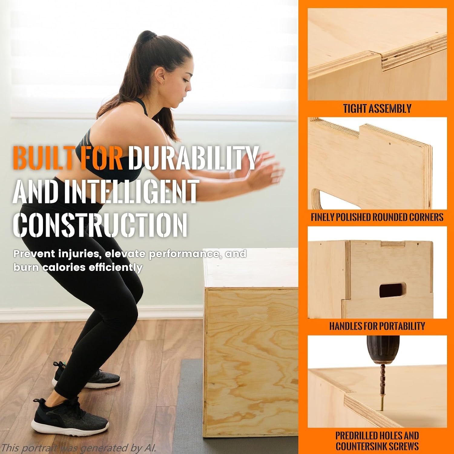 3-in-1 Non-Slip Wood Plyo Box Gym Jump Training Box