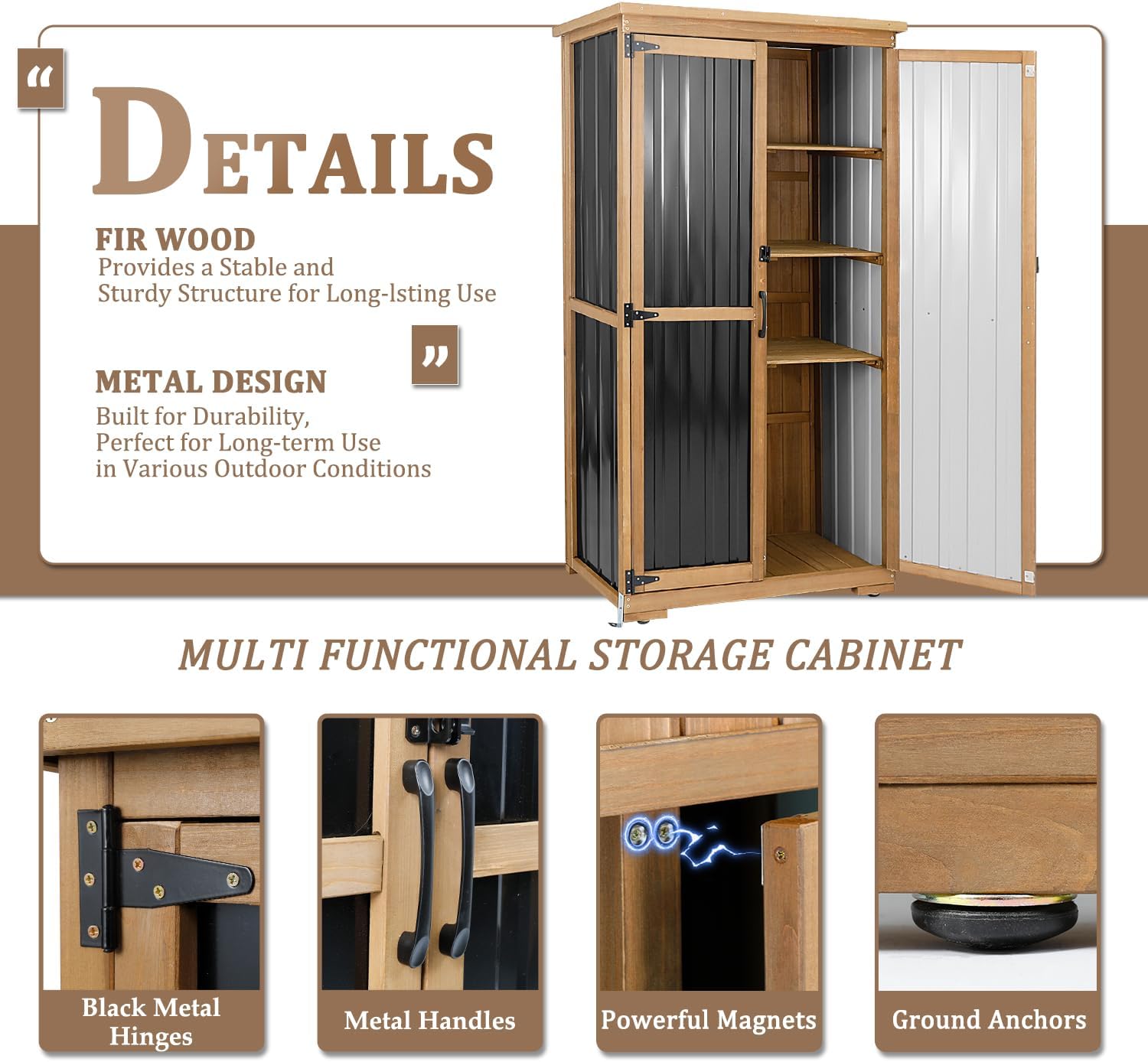 Waterproof Weatherproof Outdoor Storage Cabinet Multi-scene Shelves