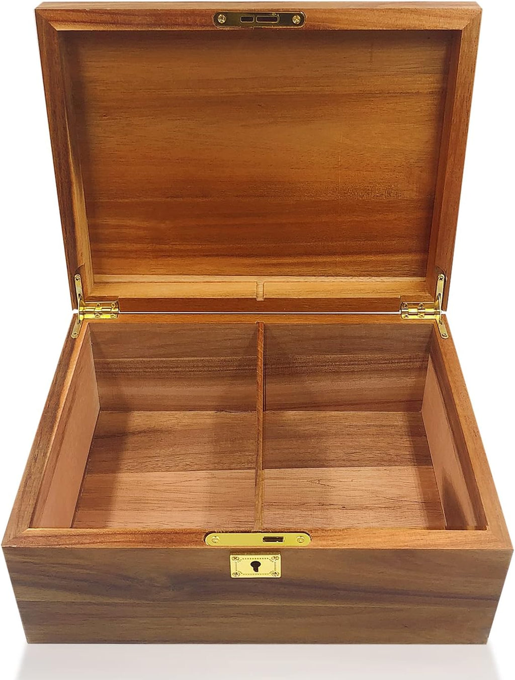 Acacia Wood Keepsake Storage Box Lock Key Hinged Lid