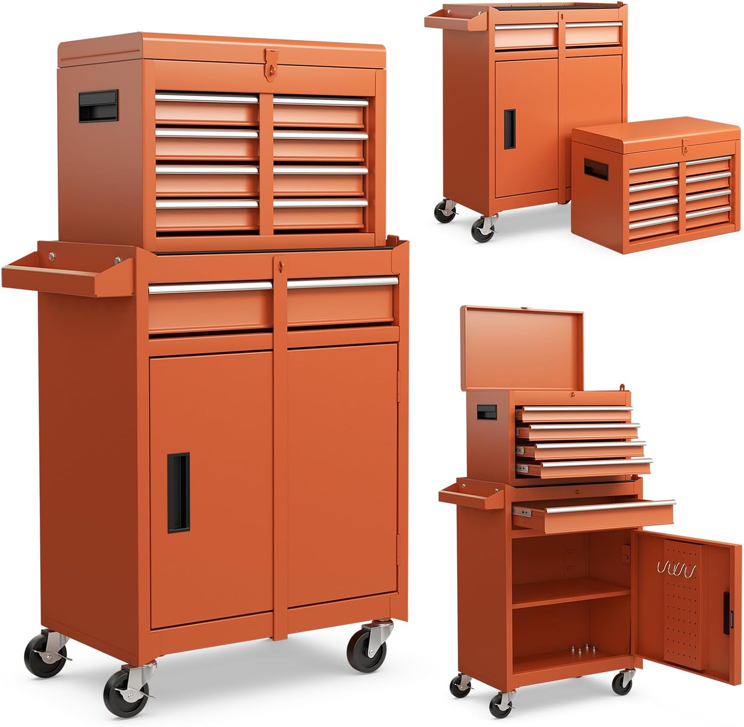 Orange Rolling 5-Drawer Tool Chest Detachable Top Shelf