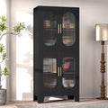 Black Metal Storage Cabinet Adjustable Multi Room Shelves