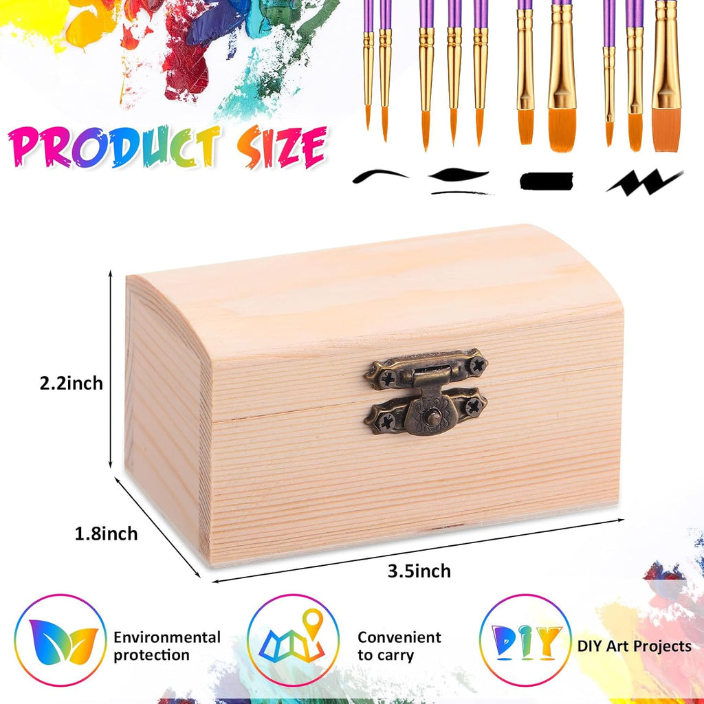 48 Pack Unfinished Wooden Treasure Boxes With Paintbrushes