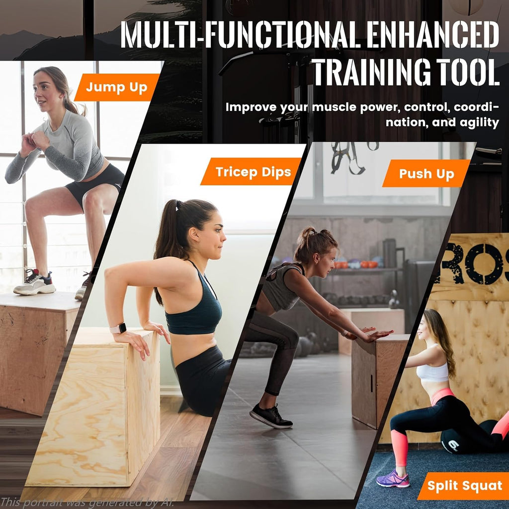 3-in-1 Non-Slip Wood Plyo Box Gym Jump Training Box