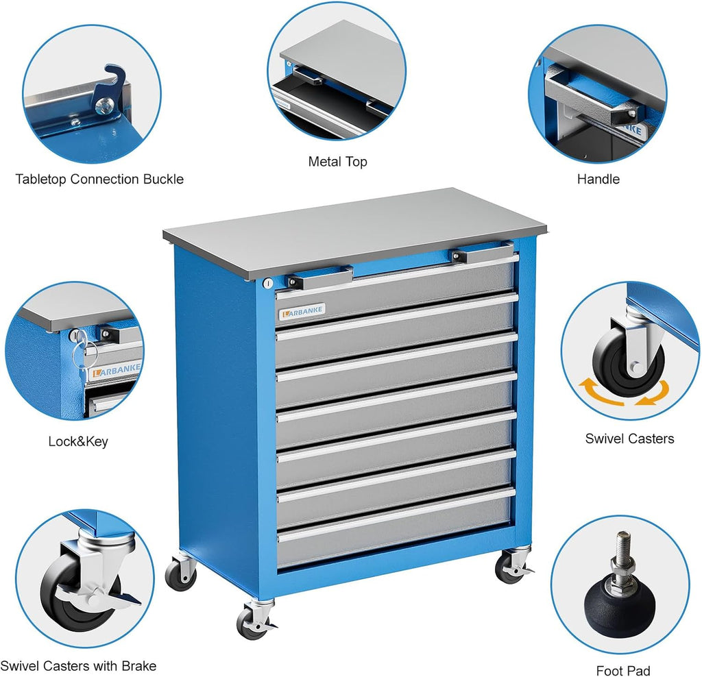 7-Drawer Rolling Lockable Tool Chest Combine With 5-Drawer Cabinet