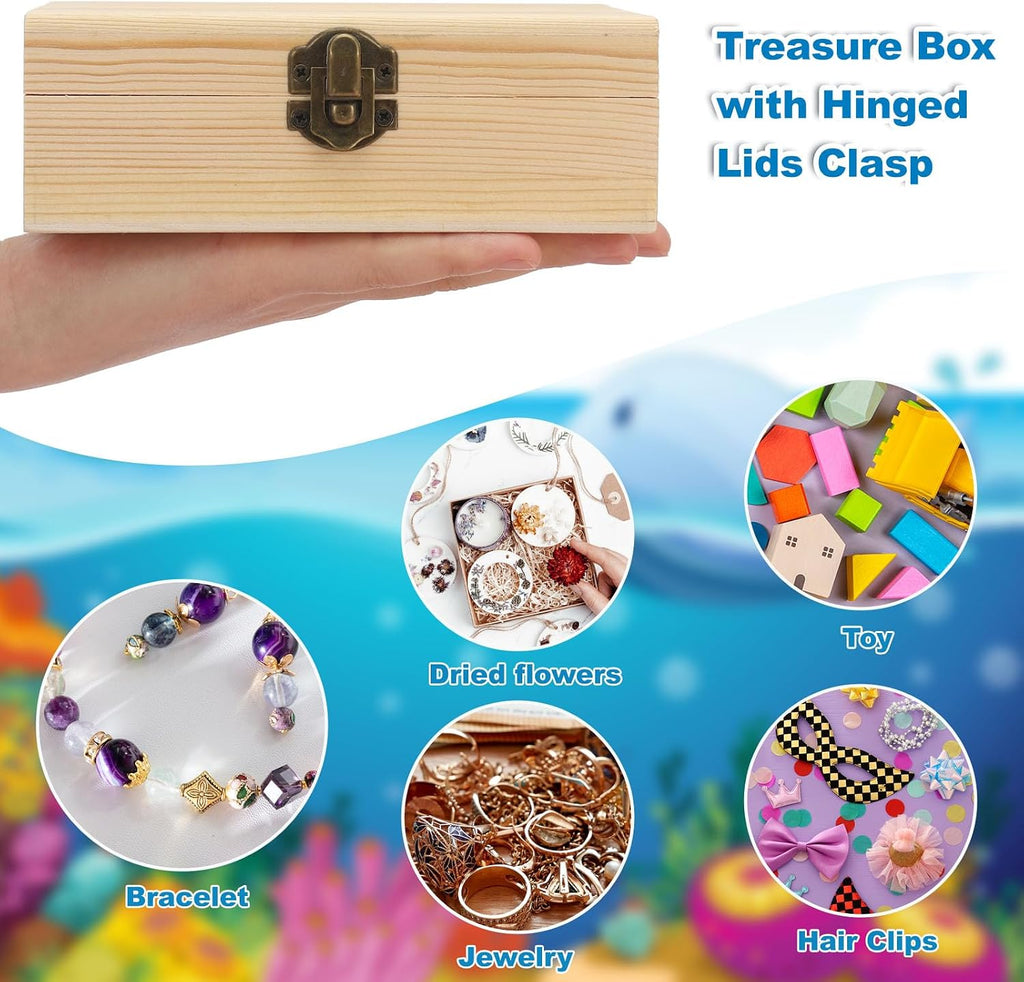 12 Pack Unfinished Wood Jewelry Box Hinged Lid DIY Craft
