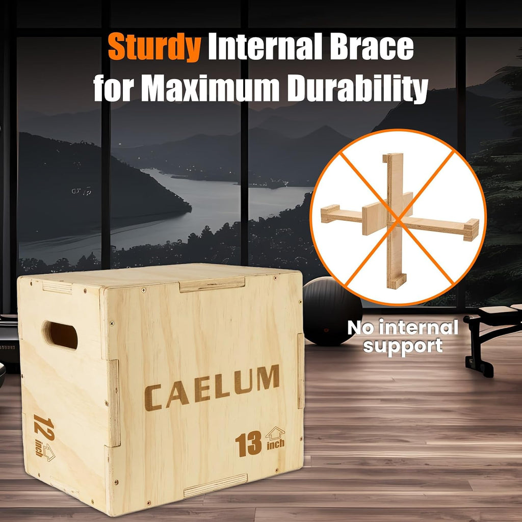 3-in-1 Non-Slip Wood Plyo Box Gym Jump Training Box