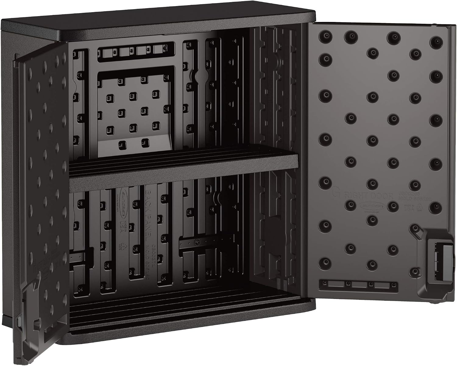 Black Heavy Duty Resin Wall Cabinet Lockable Adjustable Shelf