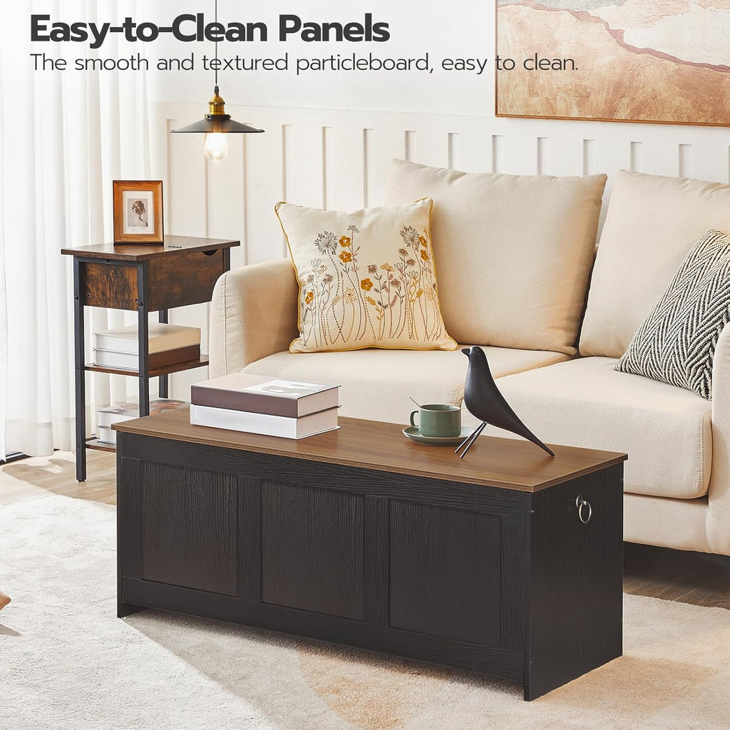 Black Walnut 39.3in Lift Top Wooden Storage Bench