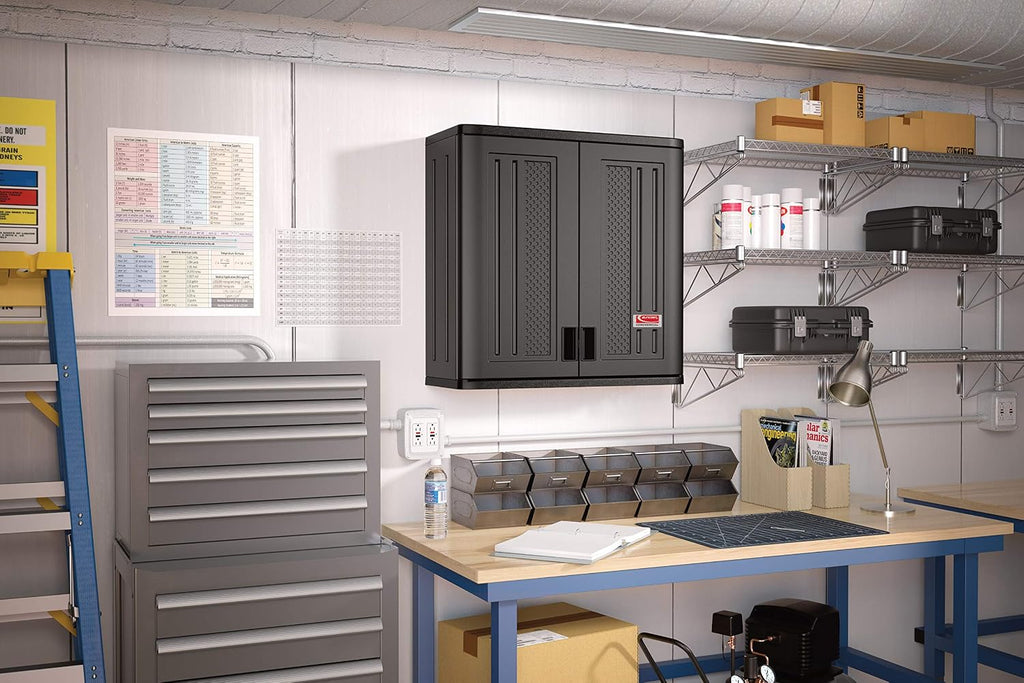 Black Heavy Duty Resin Wall Cabinet Lockable Adjustable Shelf