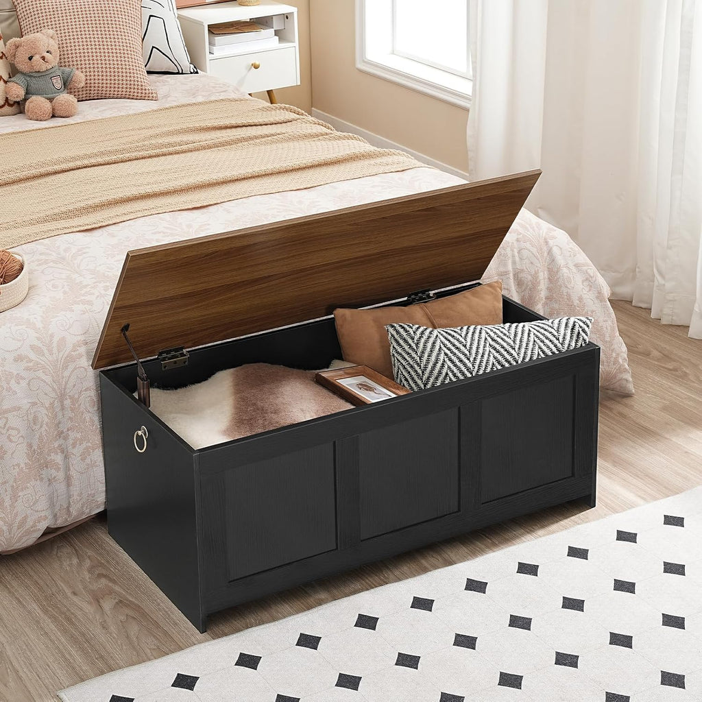 Black Walnut 39.3in Lift Top Wooden Storage Bench