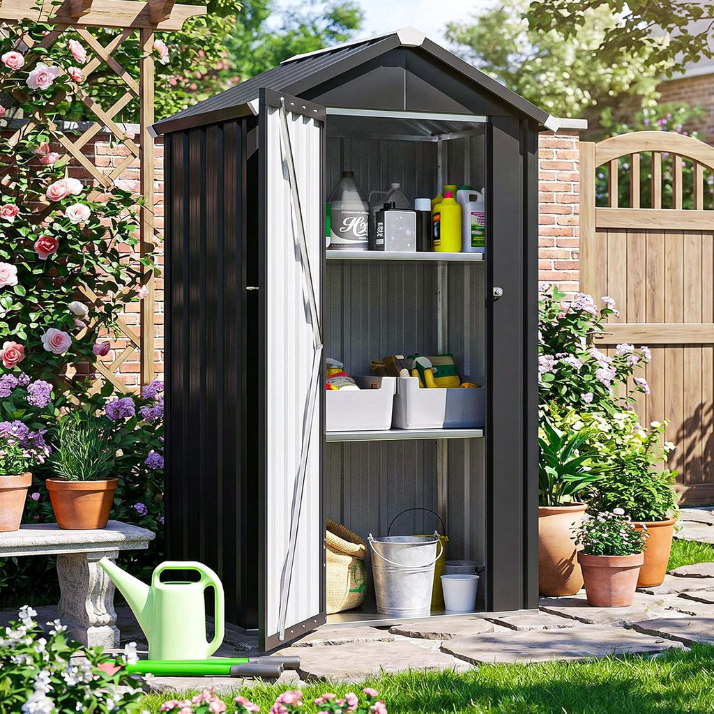 Weatherproof Vertical Metal Shed Adjustable Storage Shelves