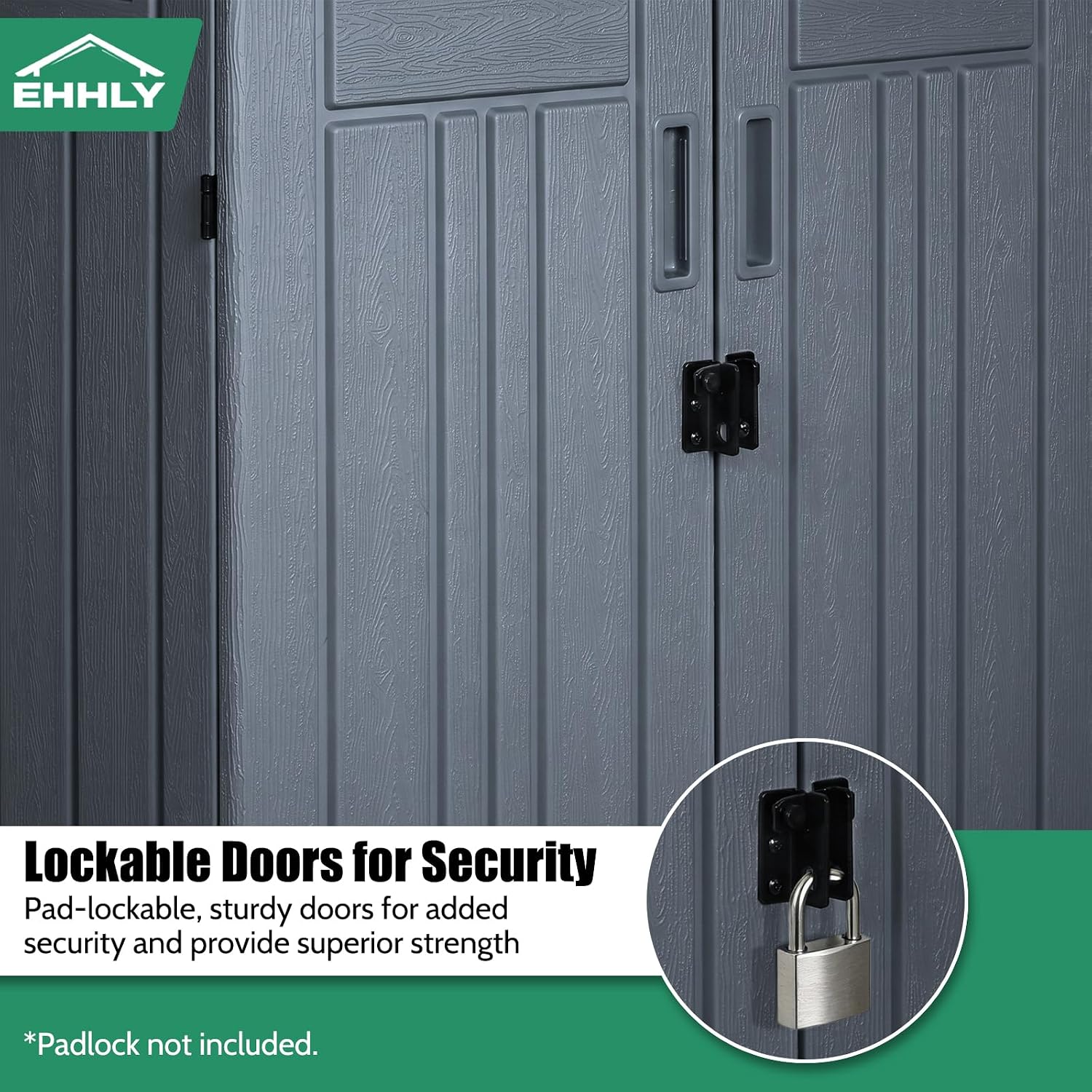 Sage Grey Weatherproof Lockable Storage Cabinet Adjustable Shelves