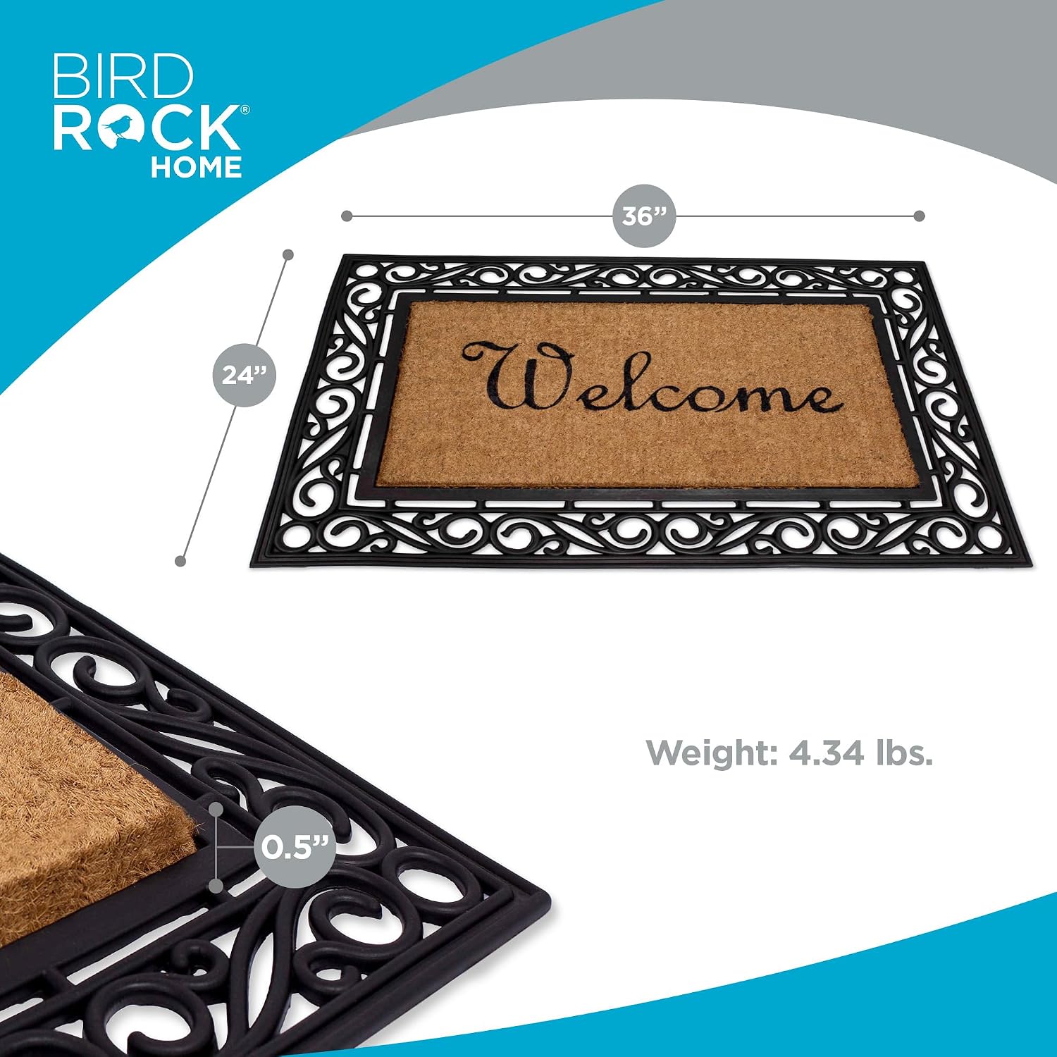 Classic Coir Welcome Doormat Vinyl Backed Heavy Duty Dirt Trapper