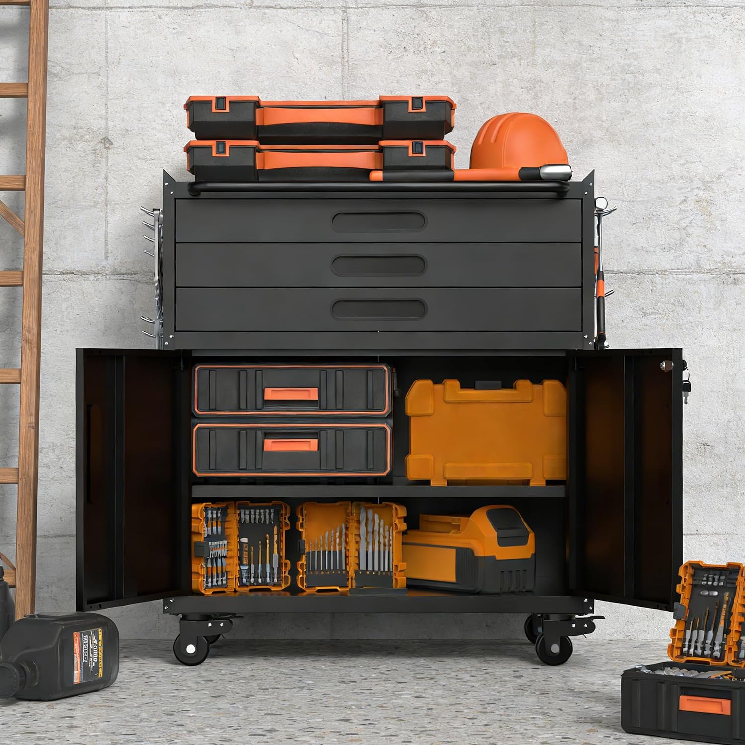 Heavy Duty Rolling Metal Tool Cabinet Lockable 3 Drawers