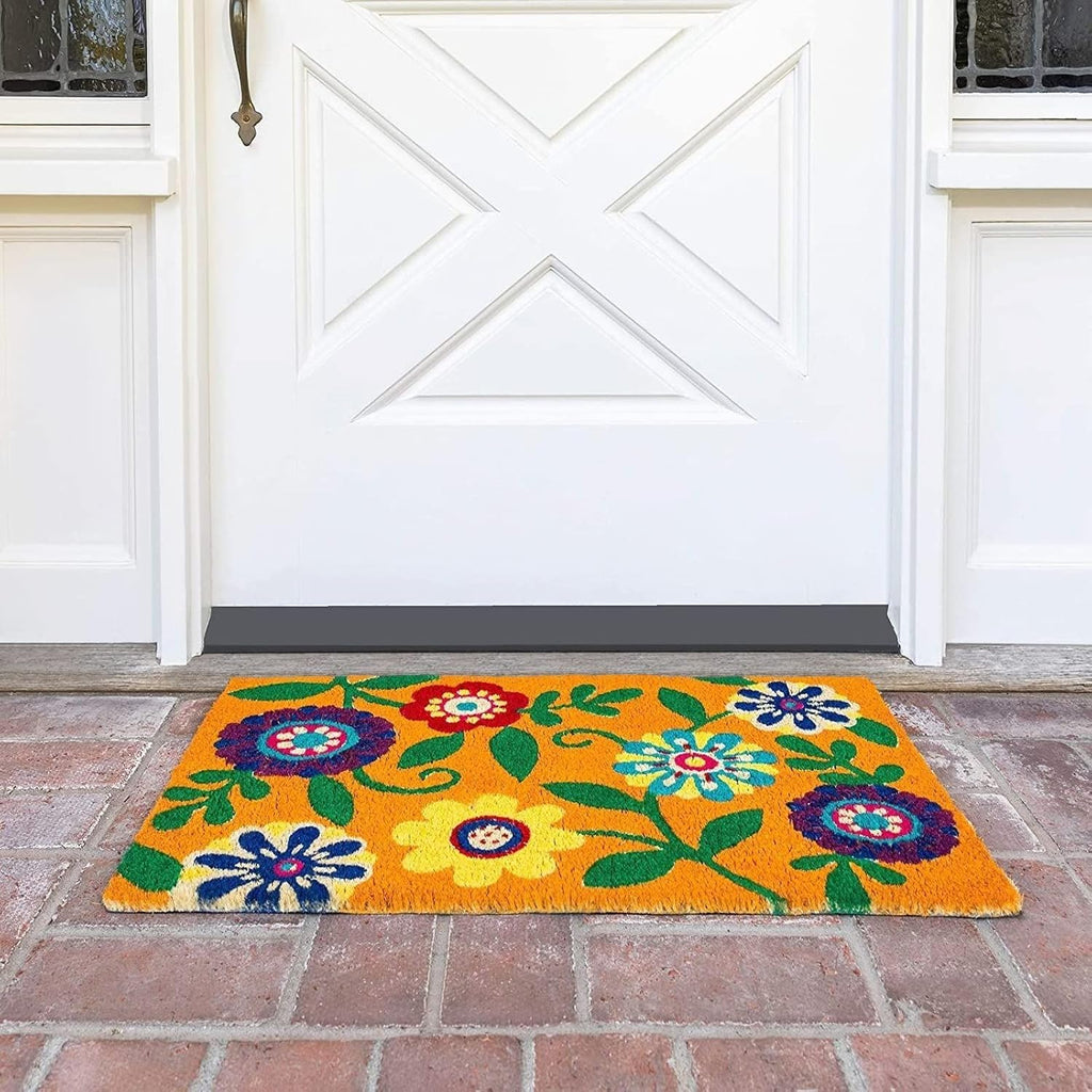 17x30 Floral Coir Doormat PVC Back Outdoor Welcome Mat