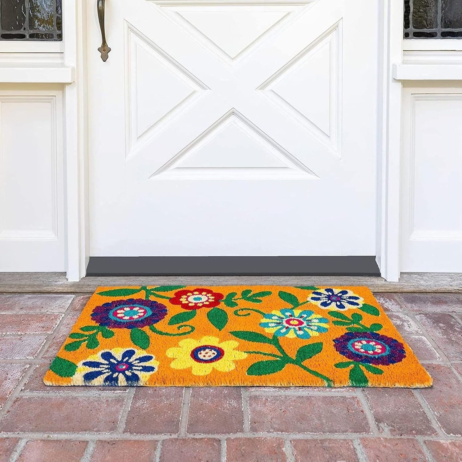 17x30 Floral Coir Doormat PVC Back Outdoor Welcome Mat