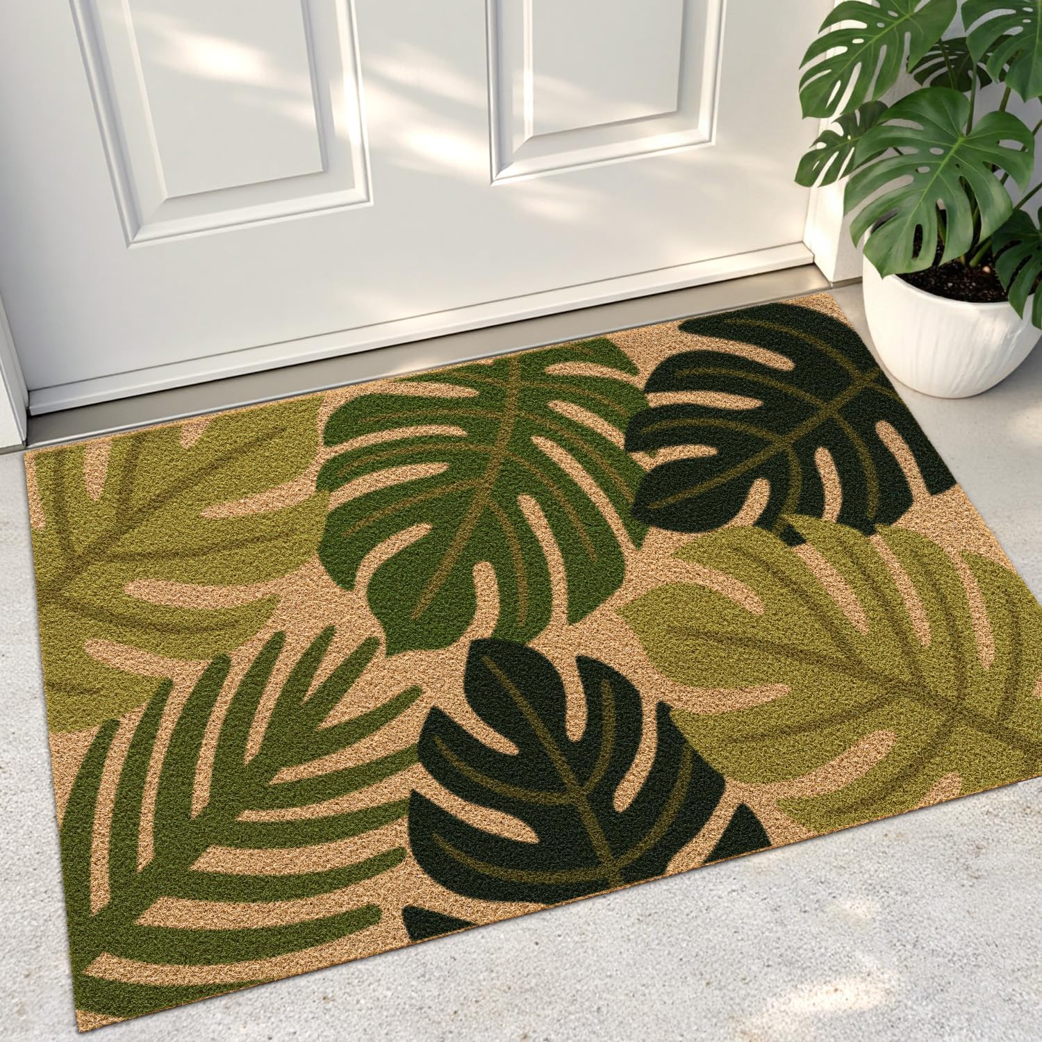 2x3 Non Slip Tropical Monstera Entry Dirt Trapper Mat